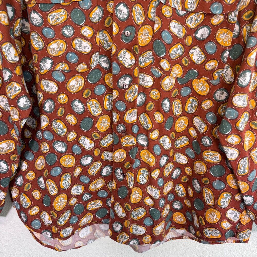 Vintage Hugo Boss Shirt Mens 17.5 Button Up Roman Art Print Camp 70s 80s Retro - Picture 3 of 10